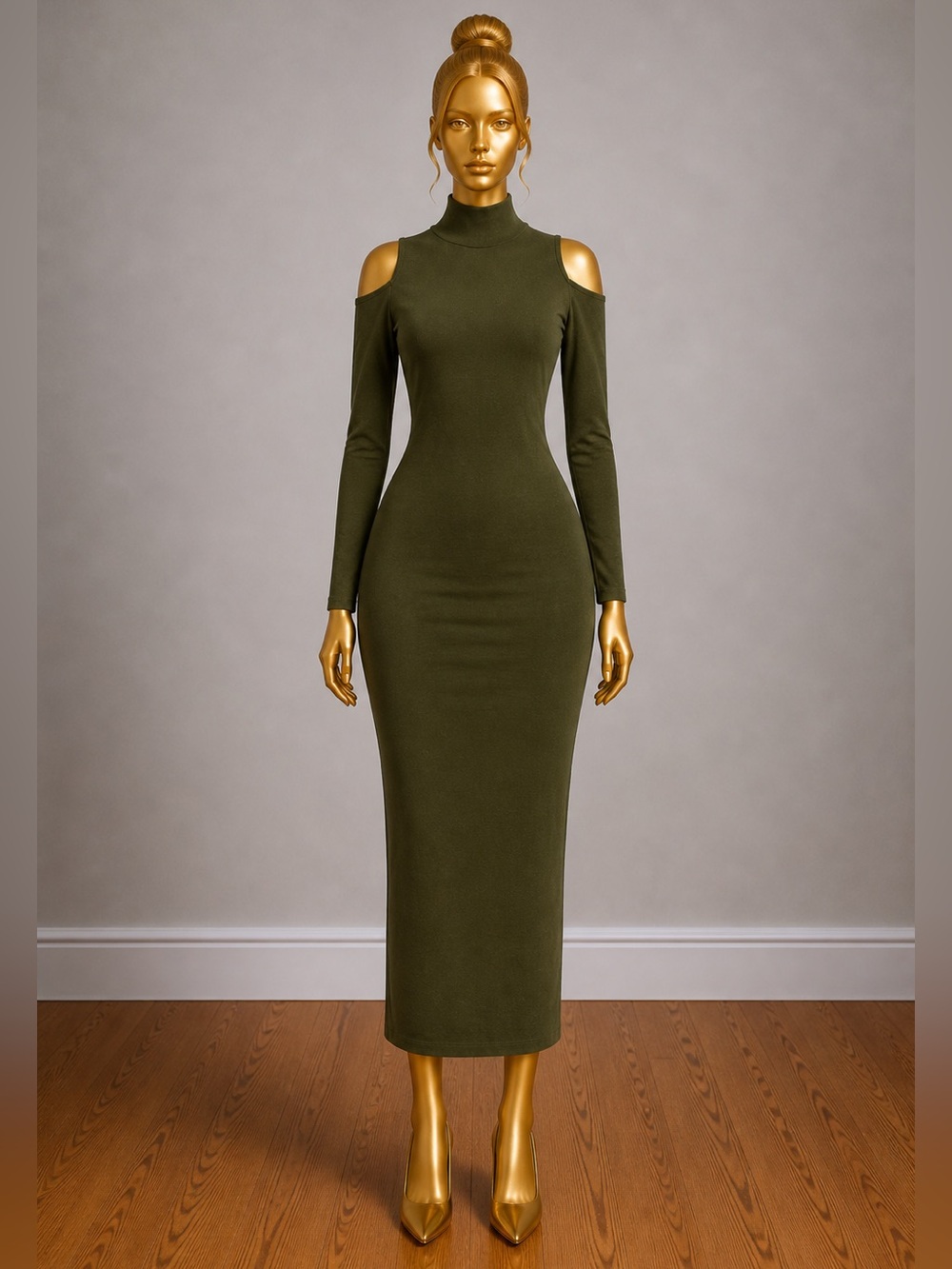 NWT Boohoo Olive Long Sleeve Dress